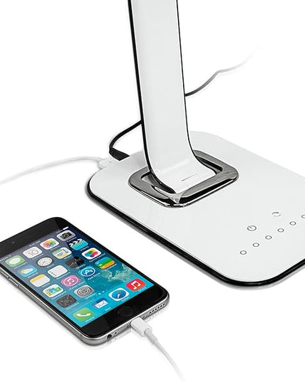 LED Desk Lamp With USB Charging Port Dimmable Touch Controls w/Color Adjustment, Eye Care Task Lamp, 5W, 1000 Lux,Multicolor - LeafyLoom