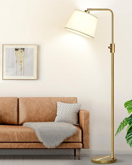 Nintiue Dimmable Floor Lamp, 1000 LM LED Edison Bulb Included, Arc Floor Lamps for Living Room Modern Standing Lamp Tall Lamps for Living Room Bedroom-Brass - LeafyLoom