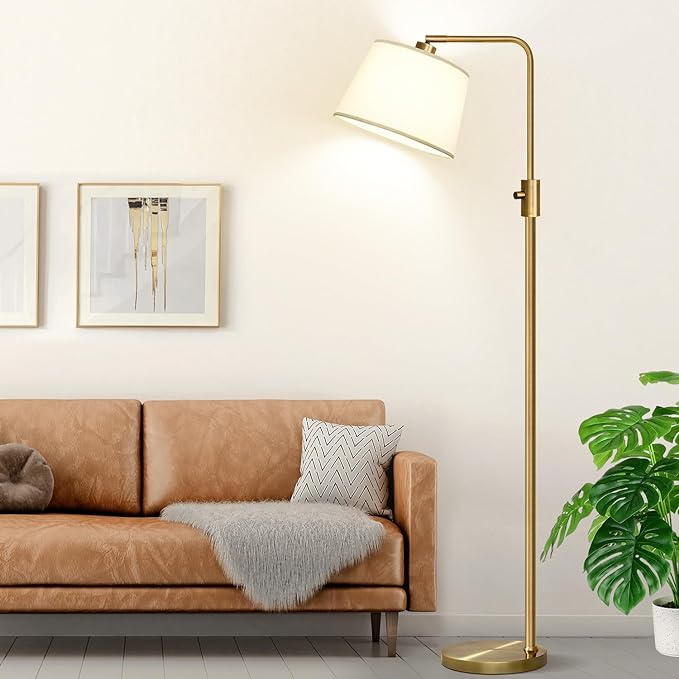Nintiue Dimmable Floor Lamp, 1000 LM LED Edison Bulb Included, Arc Floor Lamps for Living Room Modern Standing Lamp Tall Lamps for Living Room Bedroom-Brass - LeafyLoom