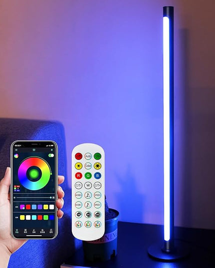 Corner Floor Lamp Smart RGB Color Changing Corner Lamp, Modern LED Bedside Lamps with Wi-Fi App Control, 64+ Scene, DIY Modes, Music Sync, Standing Lamp Suitable for Bedroom, Living Room - LeafyLoom