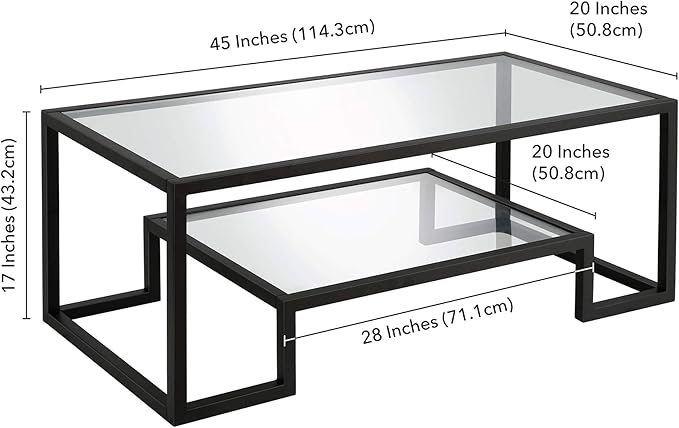 Henn&Hart 45" Wide Rectangular Coffee Table in Blackened Bronze, Modern coffee tables for living room, studio apartment essentials - LeafyLoom