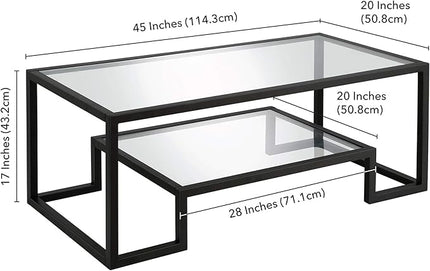 Henn&Hart 45" Wide Rectangular Coffee Table in Blackened Bronze, Modern coffee tables for living room, studio apartment essentials - LeafyLoom
