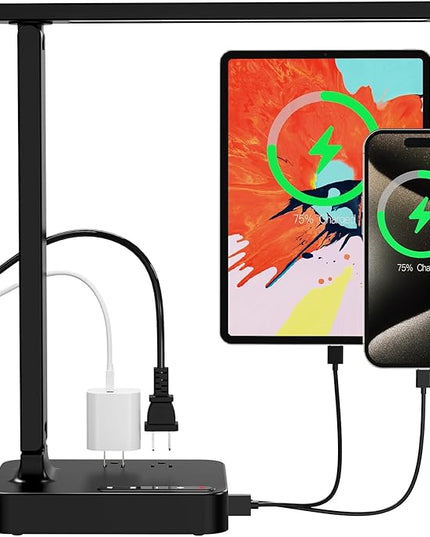 cozoo LED Desk Lamp,3 Lighting Modes Dimmable Table Lamp,Touch Control Table Desk Lamp with USB Charging Port,Auto Timer, for College Dorm, Home, Office,Study Lamp Desk Light(Black) - LeafyLoom