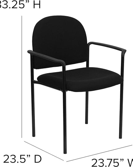 Flash Furniture Tiffany Side Reception Chair with Armrests, Stackable Fabric Waiting Room Chair for Commercial or Residential Use, Black - LeafyLoom