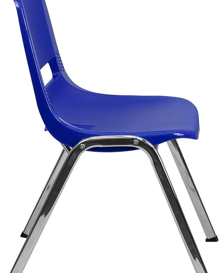 Flash Furniture HERCULES Series 661 lb. Capacity Navy Ergonomic Shell Stack Chair with Chrome Frame and 16'' Seat Height - LeafyLoom