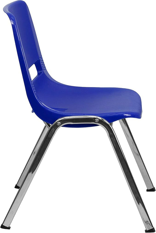 Flash Furniture HERCULES Series 661 lb. Capacity Navy Ergonomic Shell Stack Chair with Chrome Frame and 16'' Seat Height - LeafyLoom