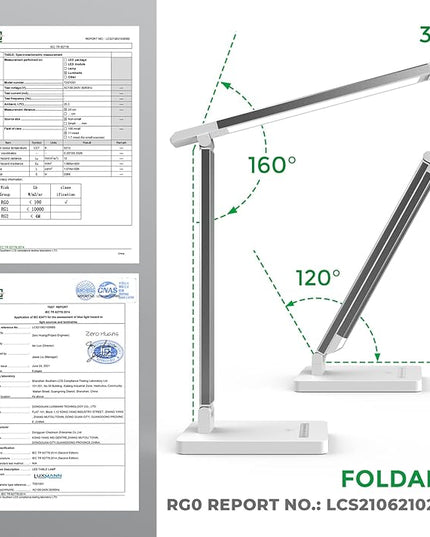 LED Desk Lamp with USB Port: Eye-Caring Office Desk Lamp with USB Charging Port 6-Level Brightness 5 Color Modes Touch Control Dimmable Portable Desk Light for College Dorm Room Home Office - LeafyLoom