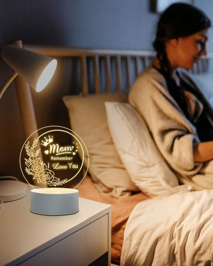 Mothers Day Gifts from Daughter Son, Best Mom Birthday Gift Ideas, Unique Heart-Shaped Night Light with Warm Words, Thoughtful Birthday Gift or Mothers Day Gift for Mom from Daughters Son (Round) - LeafyLoom