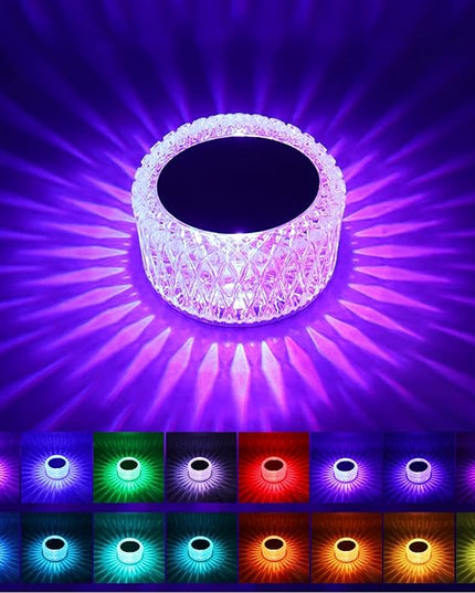 RGB Night Light Touch Desk Lamp, USB Rechargeable Crystal for Bedroom Living Room Office Home Decor, Cute Decorative Table Lamps, Remote Control Colorful Mini Lights, (Red, Green, Blue) - LeafyLoom