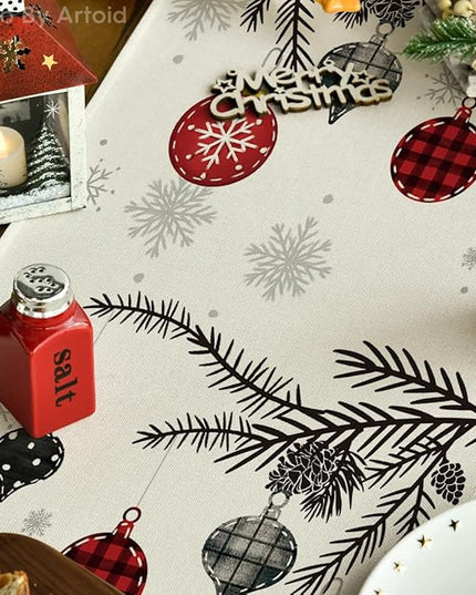 Artoid Mode Grey Pine Trees Snowflake Merry Christmas Table Runner, Winter Xmas Holiday Kitchen Dining Table Decoration for Home Party Decor 13x72 Inch ArtoidMode