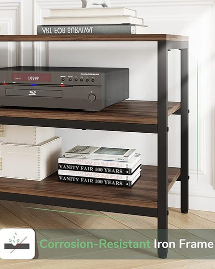 Novilla Retro Farmhouse TV Stand for TVs up to 50 Inches, Living Room Entertainment Center for Flat/Curved Screen, 43 Inches, Walnut - LeafyLoom