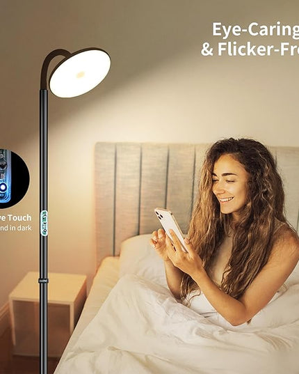 chiphy Floor Lamp, 60'' Bright Floor Lamp, 23W 2000LM Modern Floor Lamp, Dimmable 2300K-6500K Flexible Gooseneck with Remote Standing Lamp for Living Room Bedroom Office Reading Crafting Work Light - LeafyLoom