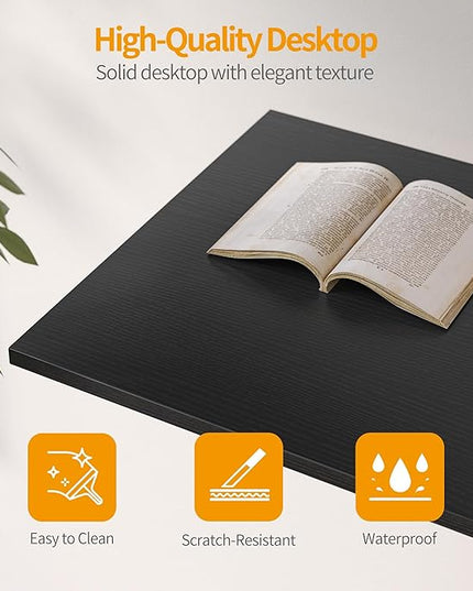 CubiCubi 47 Inch Computer Desk with 3 Drawers and Storage Shelves, Small Home Office Desk, Study Writing Table, Simple Desk for Bedroom, Black - LeafyLoom