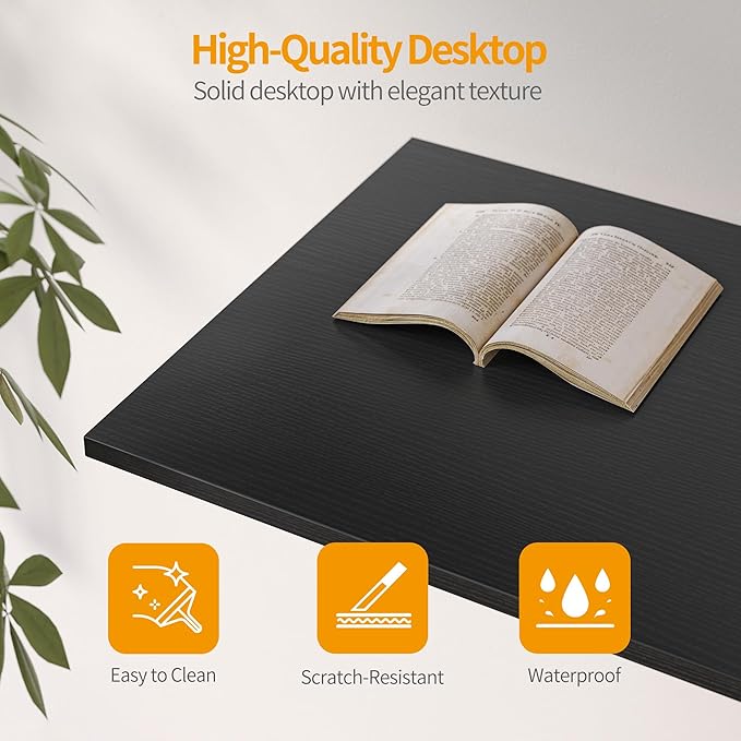 CubiCubi 47 Inch Computer Desk with 3 Drawers and Storage Shelves, Small Home Office Desk, Study Writing Table, Simple Desk for Bedroom, Black - LeafyLoom