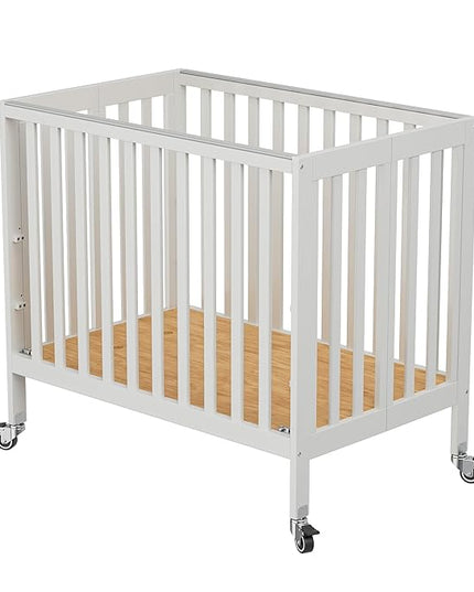 Baby Mini Crib - Modern Design Portable Crib, Sleek Folding Mini Baby Crib with Three Mattress Positions, Folds Flat for Easy Storage White - LeafyLoom