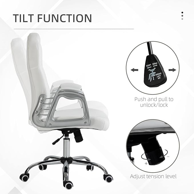 Vinsetto Home Office Chair, Velvet Computer Chair, Button Tufted Desk Chair with Swivel Wheels, Adjustable Height, and Tilt Function, White - LeafyLoom