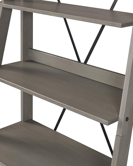 Walker Edison X Back Modern Farmhouse Wood Bookcase Bookshelf Home Office Living Room Storage, 4 Shelves, Grey - LeafyLoom