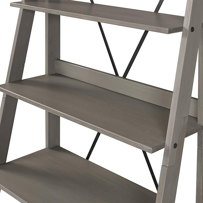 Walker Edison X Back Modern Farmhouse Wood Bookcase Bookshelf Home Office Living Room Storage, 4 Shelves, Grey - LeafyLoom
