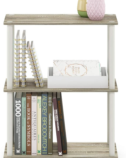 Furinno Turn-N-Tube 3-Tier Compact Multipurpose Shelf Display Rack, Sonoma Oak/White - LeafyLoom