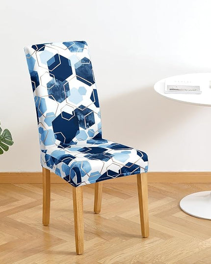 Gibelle Dining Room Chair Covers Set of 6, Soft Stretch Kitchen Chair Covers Slipcover Protector, Removable Washable Geometric Parson Chair Covers 6 Pack, Navy Blue Gibelle