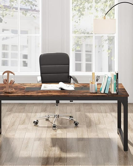Tribesigns Modern Computer Desk, 70.8 x 35.4 inch Large Executive Office Desk Computer Table Study Writing Desk Workstation for Home Office,Rustic/Black - LeafyLoom
