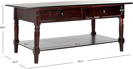Safavieh American Homes Collection Boris Dark Cherry Coffee Table - LeafyLoom