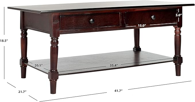 Safavieh American Homes Collection Boris Dark Cherry Coffee Table - LeafyLoom