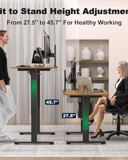 Electric Standing Desk Height Adjustable - 48 x 24 Inches Sit Stand up Desk & Memory Preset Ergonomic Rising Desks for Work, Home Office Workstation Gaming Rising Desk Study Table - LeafyLoom