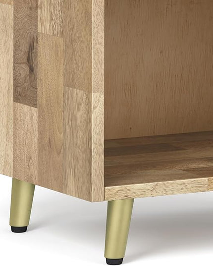 SIMPLIHOME Jager SOLID MANGO WOOD 22 Inch Wide Mid Century and Contemporary Style Bedside Nightstand Table in Natural, for The Living Room and Bedroom - LeafyLoom