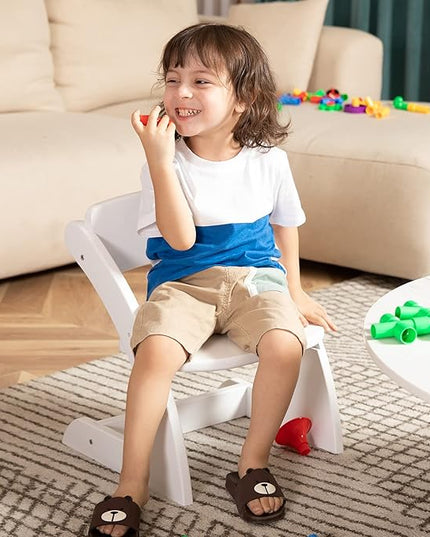 HOUCHCIS Toddler Chair, Wooden Toddler Chair for Kids, Adjustable Kids Chairs for Toddlers, Toddler Chairs and Small Chair, Kids Chair (White) - LeafyLoom