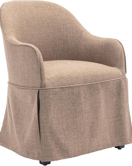 COLAMY Modern Accent Dining Chair, Barrel Accent Armchair, 20 Inch Dining Chair with Cover, Dining Chair with Back for Kitchen,Dining Room,Camel - LeafyLoom