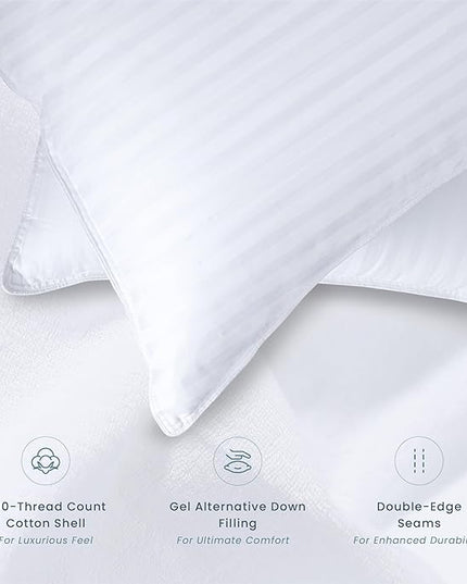 Threadmill Soft Bed Pillows King Size Set of 2 | Down Alternative Cooling Bed Pillow for Sleeping | Soft Pillows for Bed | 20 x 36 Hotel, King Size Pillows 2 Pack for Back, Stomach or Side Sleepers - LeafyLoom