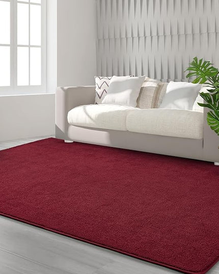 Area Rugs for Bedroom Living Room, 7x10 Rose Red Super Soft Comfy Thickened Memory-Foam Indoor Carpets, Modern Aesthetic Minimalist Carpet for Boys Girls Adults Apartment Nursery Home Décor - LeafyLoom