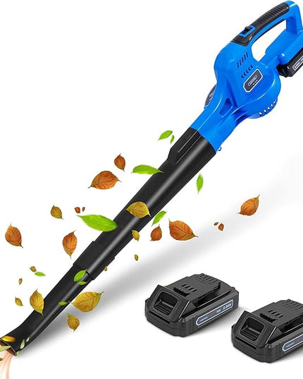 20V Leaf Blower Cordless, Battery Powered Leaf Blower with 2 Battery and Charger, Rechargeable Electric Handheld Leaf Blowers Variable Speed with 2 Tubes for Patio, Lawn, Leaves - LeafyLoom