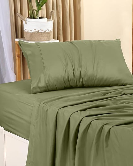 Utopia Bedding Twin Bed Sheets Set - 3 Piece Bedding - Brushed Microfiber - Shrinkage and Fade Resistant - Easy Care (Twin, Olive) - LeafyLoom