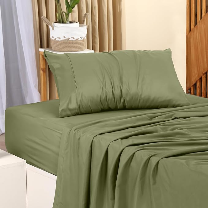 Utopia Bedding Twin Bed Sheets Set - 3 Piece Bedding - Brushed Microfiber - Shrinkage and Fade Resistant - Easy Care (Twin, Olive) - LeafyLoom