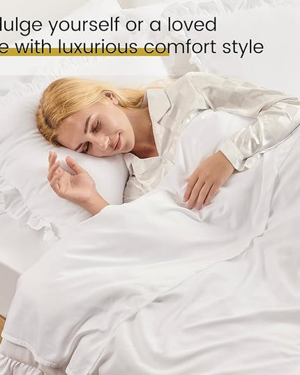 Twin Bed in a Bag 5 Pieces Comforter Set Twin, Ruffle Shabby Chic Bedding Comforter Set White Bed Set with Comforter, Pillowcase, Flat Sheet, Fitted Sheet and Pillow Sham - LeafyLoom