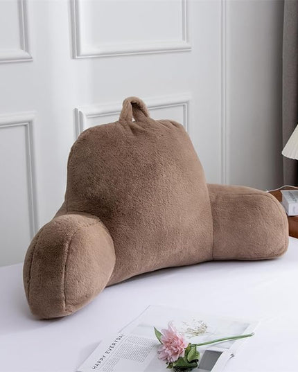 Aimuan Reading Pillow Bed Rest Wedge Large Adult Backrest Pillow with Arms Back Support for Sitting Up in Bed Cushion Incline Rest Sleeping Snoring Pillow,Brown Large - LeafyLoom