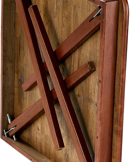 MECO Stakmore Straight Edge Solid Wood Folding Card Table, Folds to Deep 3.38 Inches for Easy Storage, 29.5″H x 32″W x 32″D, Fruitwood Finish - LeafyLoom