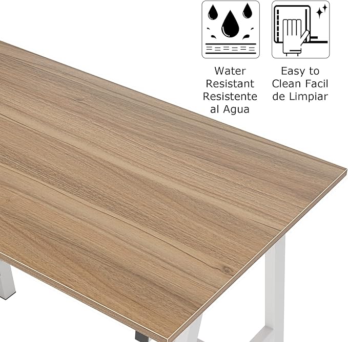 sogesfurniture 47 inches Writing Computer Desk, Trestle Desk Study Desk, Laptop PC Desk, Workstation with Storage Shelf, Home Office Desk Sturdy Table Study Table,Oak BHUS-CS-Tplus-120OK - LeafyLoom