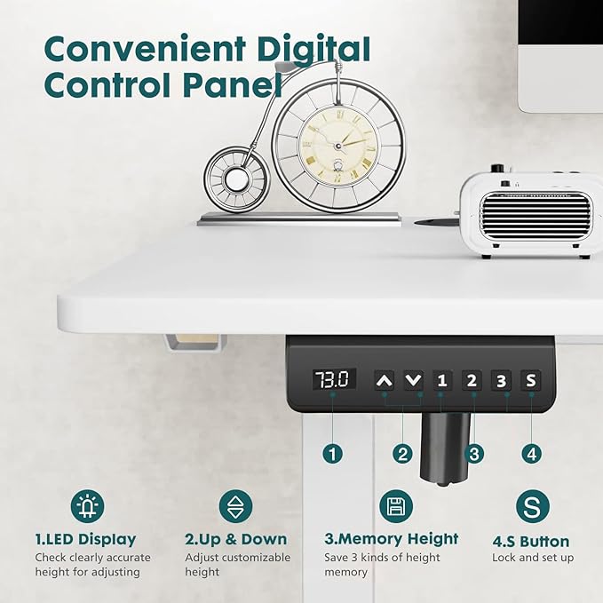 SMUG Standing Desk, Adjustable Height Electric Sit Stand Up Down Computer Table, 40x24 Inch Ergonomic Rising Desks for Work Office Home, Modern Lift Motorized Gaming Desktop Workstation, White - LeafyLoom