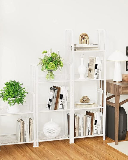Bookshelf Storage Shelf Bookcase Freestanding Storage Stand for Living Room, Bedroom, Kitchen, Rust Resistance Easy Assembly Free Combination Multi-Functional Organizer (2 Tiers, White) - LeafyLoom