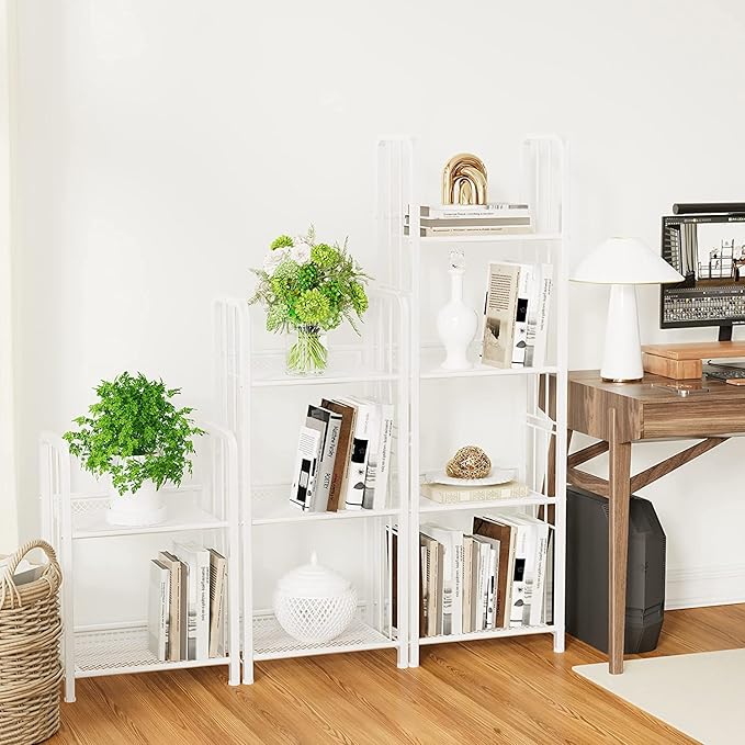 Bookshelf Storage Shelf Bookcase Freestanding Storage Stand for Living Room, Bedroom, Kitchen, Rust Resistance Easy Assembly Free Combination Multi-Functional Organizer (2 Tiers, White) - LeafyLoom