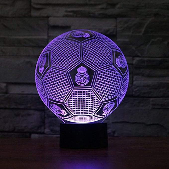 SUPERNIUDB 3D Real Madrid 3D Football LED USB Night Light 7 Color Change LED Table Lamp Xmas Toy Gift - LeafyLoom