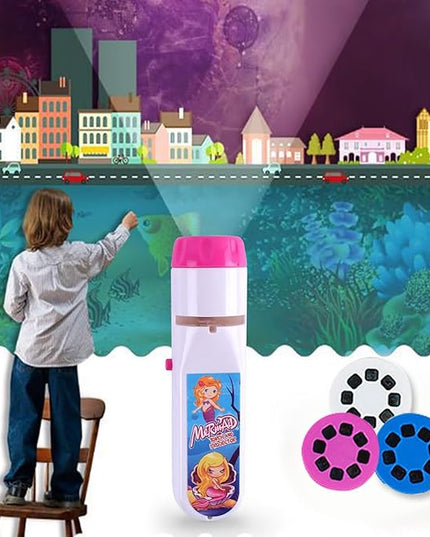 Georgie Porgy Children Projector Toys Educational Science Set Wall Ceiling Tent Torch Flashlight for Kids Gifts for Boys Girls (Mermaid) - LeafyLoom
