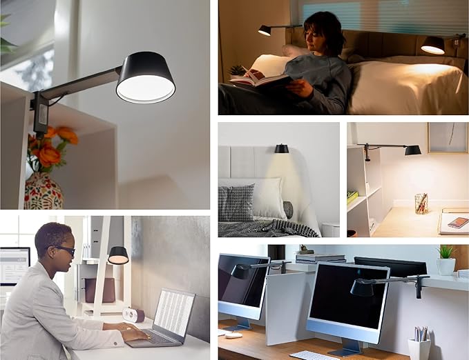 BLACK+DECKER Verve Designer LED Clamp Light, Fits Shelves, Cubicles & Headboards, True White LED + 16M RGB Colors - LeafyLoom