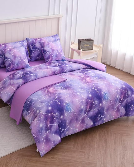 Twin Comforter Set for Girls Galaxy Bedding 7pieces, Ombre Bedding Comforter Sets Rainbow Comforter, Glitter Bedding Twin Teen Comforter Sets for Girls（Multicolor - LeafyLoom
