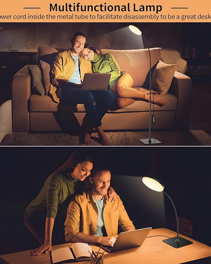 Floor Lamp, [3 Color & 10 Brightness] Small Slim LED Reading Lamp Floor Standing, Dimmable Adjustable Flexible Gooseneck Light for Kids Bedroom, Office, Living Room, Corner Bedside Lamp - LeafyLoom