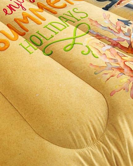 Datura home Beach Turtle Comforter Set Beach and Sea Turtle Printed Quilt Bedding Set with 1 Comforter and 2 Pillowcases for Boys and Girls Bedroom All Season(Beach Turtle Full) - LeafyLoom