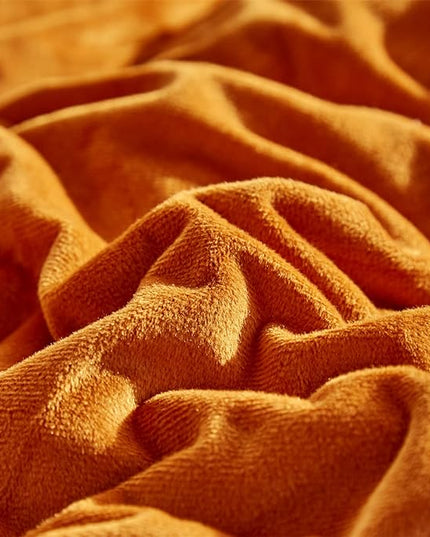 Burnt Orange Color Velvet Comforter Set Twin Solid Rust Color Flannel Velvet Bedding Comforter Set All Caramel Colour 3 PCs Shaggy Soft Warm and Durable Flannel Blanket Twin - LeafyLoom